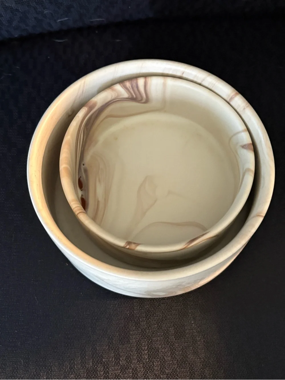 Marbled Ceramic Planter or Bowl - Cream & Beige